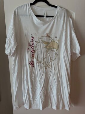White Graphic Eagle Tee with Red Script